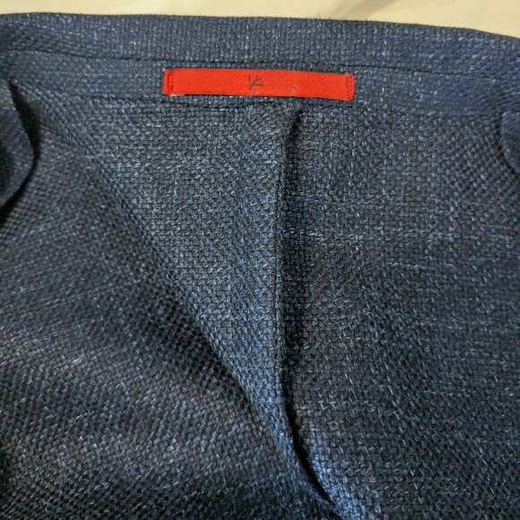 LNWOT Current Isaia Napoli Blue Linen Blend Sport Coat Jacket Patch Pocket US40 - Picture 7 of 7